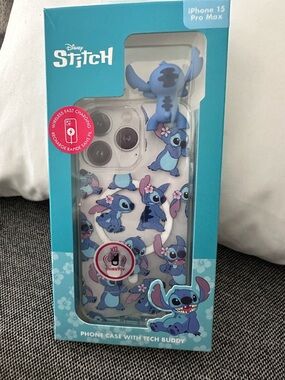 Disney Stitch iPhone 15 Pro Max Phone Case with Tech Buddy